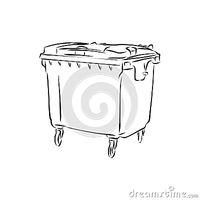 Sketched empty trash bin desktop icon. Doodle design element in vector, trash can vector sketch illustration Stock Photo