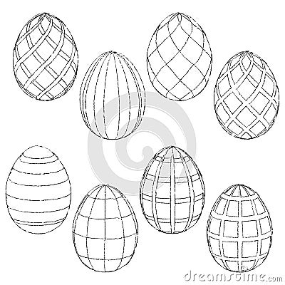 Sketches handmade Easter eggs for coloring. Vector illustration Vector Illustration