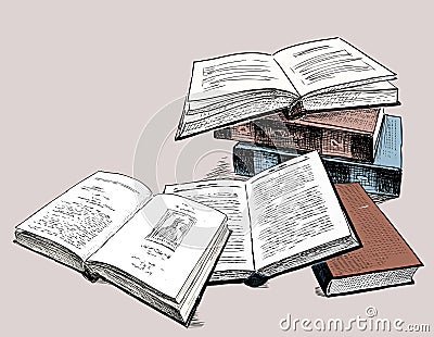 The sketches of the old printed books Vector Illustration