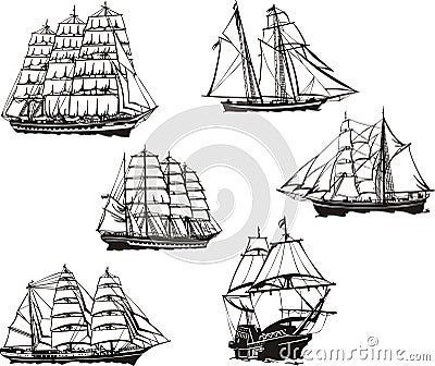 Sketches Of Sailing Ships Stock Vector - Image: 38998398