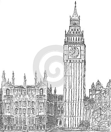 Sketching of big ben london Stock Photo