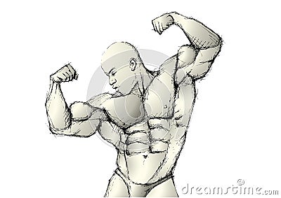 Sketching bodybuilder Vector Illustration