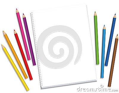 Sketchpad Crayons Blank Drawing Vector Illustration