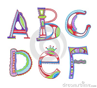 Sketchy alphabet design Vector Illustration