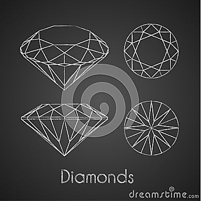 Sketchy chalk-drawn diamond icons Vector Illustration