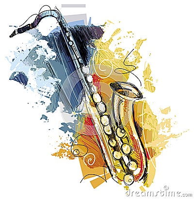 Sketchy colorful Saxophone Vector Illustration