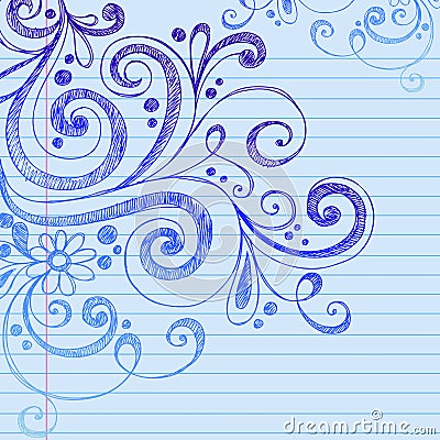 Sketchy Doodles on Notebook Paper Vector Vector Illustration
