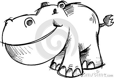 Sketchy Hippopotamus Vector Illustration Vector Illustration