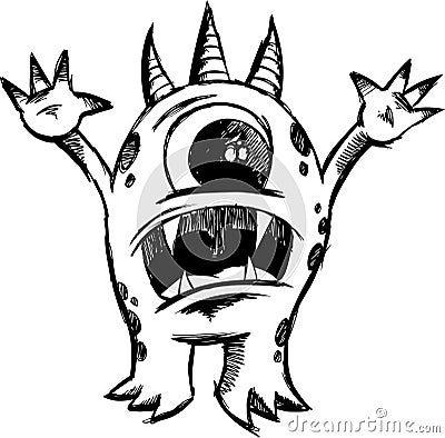 Sketchy Monster Devil Vector Vector Illustration