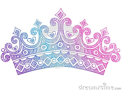 Sketchy Princess Tiara Crown Notebook Doodles Vector Illustration