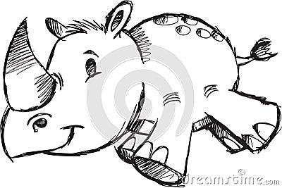 Sketchy Safari Rhino Vector Illustration Vector Illustration