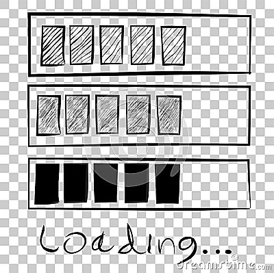 Sketchy three style of loading sign, at transparent effect background Vector Illustration