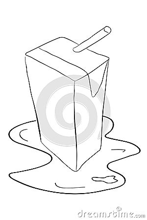 Sketchy UHT BOX Ultra High Temperature with spill water Vector Illustration