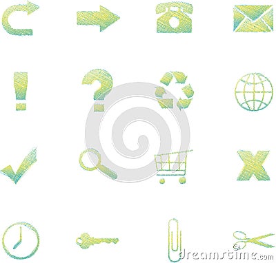 Sketchy Web Icons Stock Photo