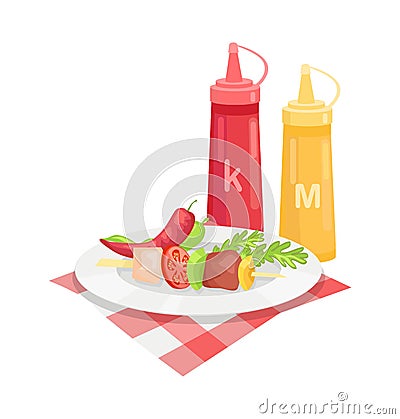 Skewer Barbeque Meal Icon Vector Illustration Vector Illustration