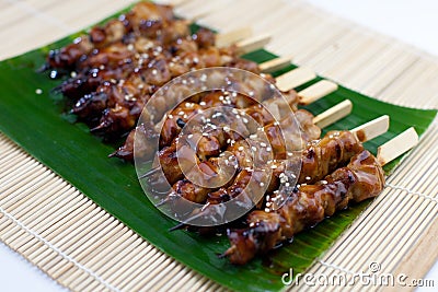 Skewered and Grilled Meat, Satay Stock Photo