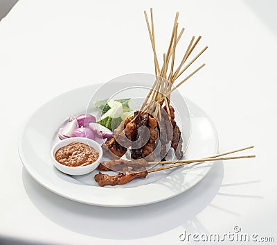 Skewered and Grilled Meat, Satay Stock Photo