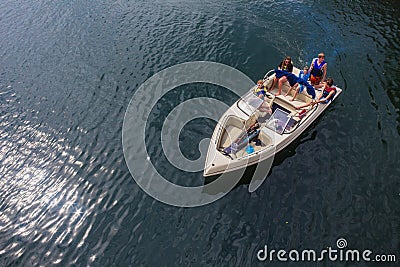 Ski-Boat Holiday Dam Editorial Stock Photo