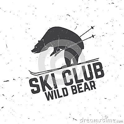 Ski club concept with bear. Vector Illustration