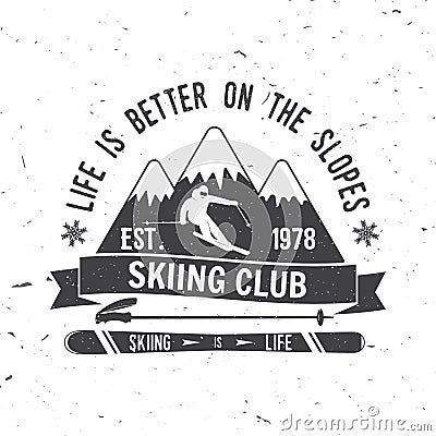 Ski club concept with skier. Vector Illustration