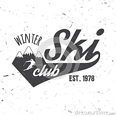 Ski club concept with skier. Vector Illustration