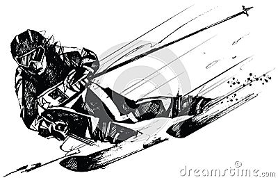 Ski competitor in action Vector Illustration