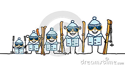 Ski Family Vector Illustration