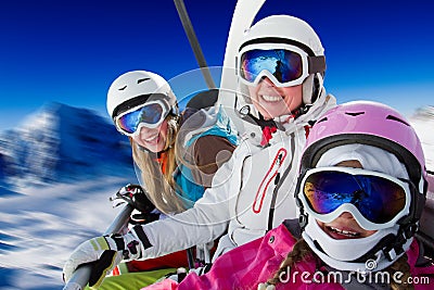 Ski family Stock Photo