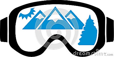 Ski Goggles With Mountain View Vector Illustration