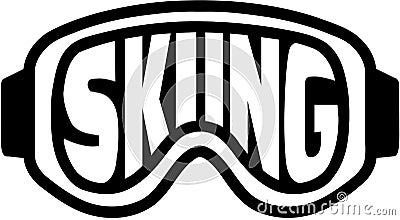Ski googles with skiing word Vector Illustration