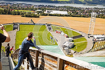 Ski jump slope in Lillehammer Editorial Stock Photo