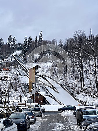 Ski jump in Wisla Editorial Stock Photo