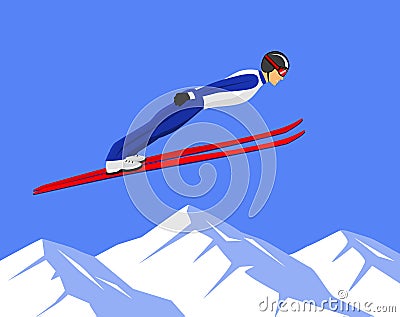 Ski Jumping Sports Vector Illustration