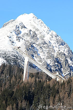 Ski jumping trampoline Stock Photo