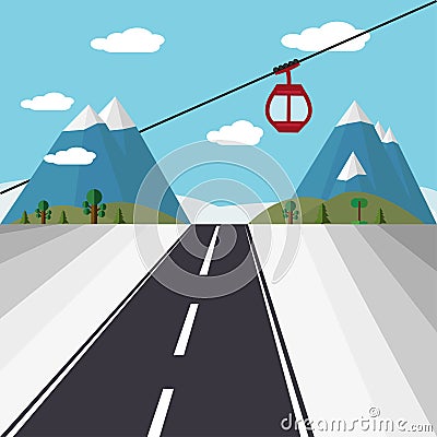 Ski Lift Gondola Vector Illustration