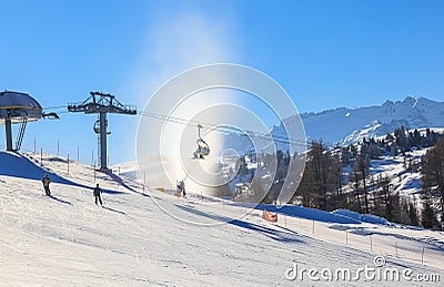 The ski lift. Ski resort of Selva di Val Gardena, Italy Editorial Stock Photo