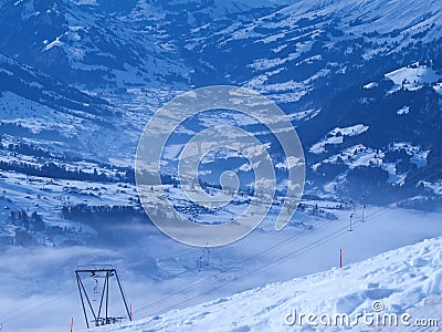 Ski Lifts on mountain Stock Photo