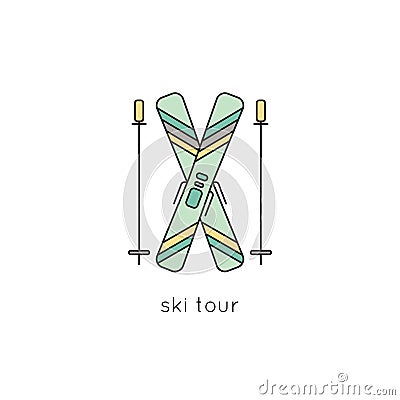 Ski line icon Vector Illustration