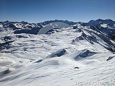 Ski mountaineering in an unbelievably beautiful mountain world. Swiss Alps. Ski touring in winter. Spitzmeilen Glarus Stock Photo
