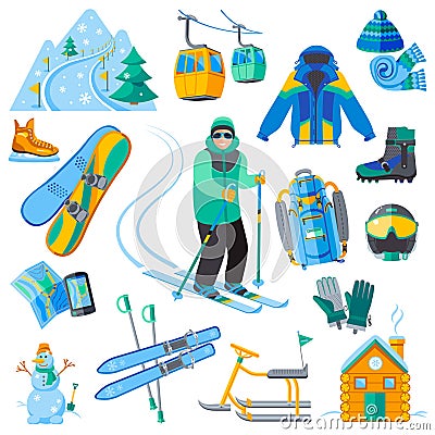 Ski resort icons Vector Illustration