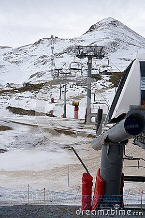 Ski resort La Pierre Saint Martin-Arette with lifts closed due to strong wind 02.01.2024 France Editorial Stock Photo