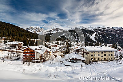 Ski Resort of Madonna di Campiglio, View from the Slope Stock Photo