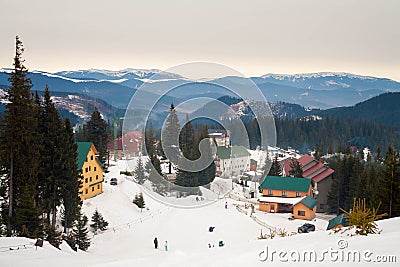 Ski resort in the mountains Stock Photo