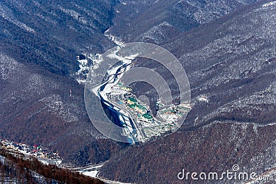 Ski resort Rosa Khutor. Mountains of Krasnaya Polyana. Sochi, Russia Stock Photo