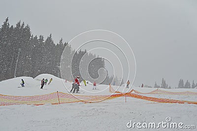 Ski resort in winter time Stock Photo