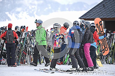Ski Resot of Grandvalira in winter in the Pyrenees in Andorra Editorial Stock Photo