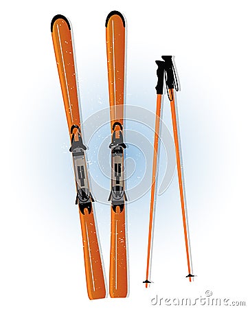 Ski and ski sticks vector Vector Illustration