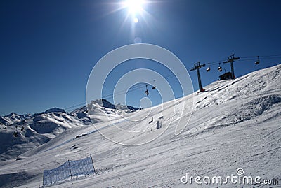 Ski slope panorama Stock Photo