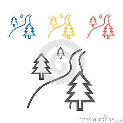 Ski slope winter sports line icon, Vector signs for web graphics Vector Illustration