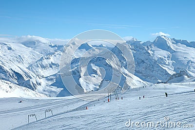 Ski slopes on Hintertux glacier Stock Photo